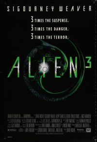 3h024 ALIEN 3 1sh '92 Sigourney Weaver, 3 times the danger, 3 times the terror!