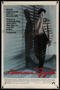 3h031 AMERICAN GIGOLO 1sh '80 handsomest male prostitute Richard Gere is being framed for murder!