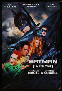 3h053 BATMAN FOREVER 1sh '95 Val Kilmer, Chris O'Donnell, Tommy Lee Jones, Jim Carrey, Kidman