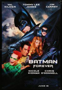 3h056 BATMAN FOREVER advance DS 1sh '95 Val Kilmer, Nicole Kidman, Tommy Lee Jones, Jim Carrey!