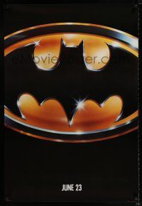 3h051 BATMAN teaser 1sh '89 directed by Tim Burton, cool image of Bat logo!