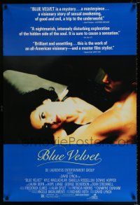 3h085 BLUE VELVET 1sh '86 directed by David Lynch, sexy Isabella Rossellini, Kyle McLachlan