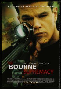 3h092 BOURNE SUPREMACY advance DS 1sh '04 Matt Damon w/rifle, they should have left him alone!