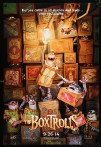 3h095 BOXTROLLS advance DS 1sh '14 heroes come in all shapes and sizes... even rectangles!