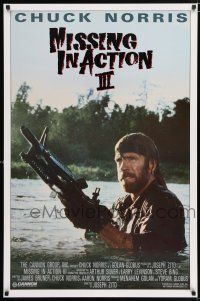 3h097 BRADDOCK: MISSING IN ACTION III int'l 1sh '88 great image of Chuck Norris w/ M-60 machine gun!