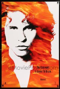 3h174 DOORS teaser DS 1sh '90 cool image of Val Kilmer as Jim Morrison, directed by Oliver Stone!