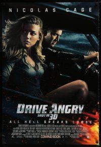 3h178 DRIVE ANGRY advance DS 1sh '11 Patrick Lussier, Nicolas Cage & sexy Amber Heard!