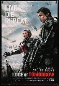 3h186 EDGE OF TOMORROW 2014 teaser DS 1sh '14 Tom Cruise & Emily Blunt, live, die, repeat!