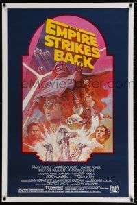 3h194 EMPIRE STRIKES BACK 1sh R82 George Lucas sci-fi classic, cool artwork by Tom Jung!