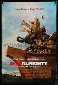 3h202 EVAN ALMIGHTY advance DS 1sh '07 wacky image of Steve Carell as Noah w/animals!