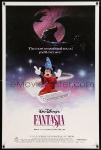 3h223 FANTASIA 1sh R85 great image of Mickey Mouse & others, Disney musical cartoon classic!