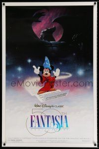 3h224 FANTASIA DS 1sh R90 great image of Mickey Mouse, Disney musical cartoon classic!