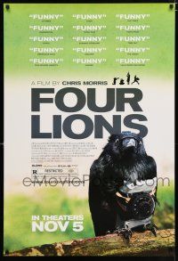 3h254 FOUR LIONS advance DS 1sh '10 Riz Ahmed, Arsher Ali, wacky image of time-bomb crow!
