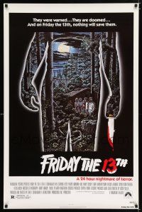 3h267 FRIDAY THE 13th 1sh R80s great Alex Ebel art, slasher classic, 24 hours of terror!