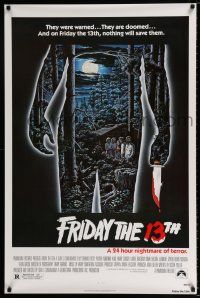 3h266 FRIDAY THE 13th 1sh '80 great Alex Ebel art, slasher classic, 24 hours of terror!