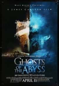 3h283 GHOSTS OF THE ABYSS advance DS 1sh '03 James Cameron 3-D, Titanic, before Avatar!