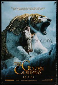 3h297 GOLDEN COMPASS teaser DS 1sh '07 Nicole Kidman, Dakota Blue Richards w/huge bear!