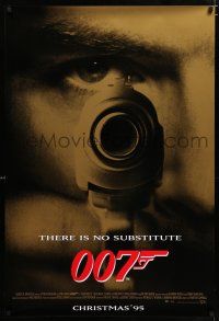 3h298 GOLDENEYE advance 1sh '95 Pierce Brosnan as secret agent James Bond 007, cool gun close-up!