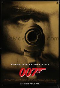 3h299 GOLDENEYE advance DS 1sh '95 Pierce Brosnan as secret agent James Bond 007, cool close-up!
