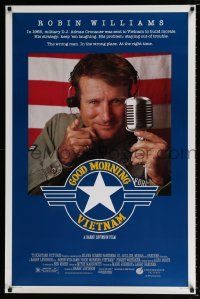 3h302 GOOD MORNING VIETNAM 1sh '87 Vietnam War radio DJ Robin Williams, directed by Barry Levinson!