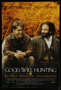 3h303 GOOD WILL HUNTING 1sh '97 great image of smiling Matt Damon & Robin Williams!