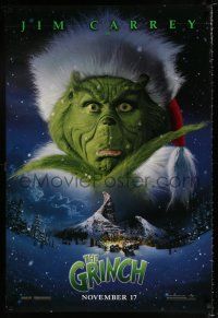 3h313 GRINCH teaser DS 1sh '00 Jim Carrey, Ron Howard, Dr. Seuss' classic Christmas story!