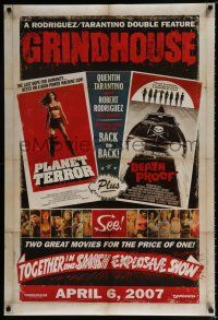 3h314 GRINDHOUSE advance DS 1sh '07 Rodriguez & Tarantino, Planet Terror & Death Proof!