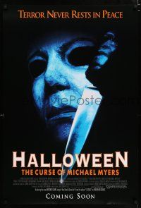 3h318 HALLOWEEN VI advance DS 1sh '95 Curse of Mike Myers, art of the man in mask w/knife!