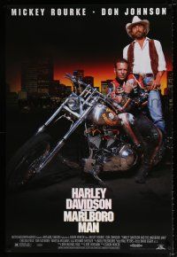 3h324 HARLEY DAVIDSON & THE MARLBORO MAN 1sh '91 Mickey Rourke & Don Johnson in title roles!