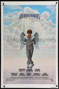 3h330 HEAVEN CAN WAIT 1sh '78 art of angel Warren Beatty wearing sweats, football!