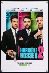 3h348 HORRIBLE BOSSES 2 teaser DS 1sh '14 Waltz, Foxx, Bateman, Day, Sudeikis, Aniston, Pine!