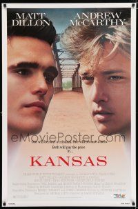 3h421 KANSAS 1sh '88 huge close-up image of Matt Dillon & Andrew McCarthy!