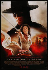 3h436 LEGEND OF ZORRO rated advance 1sh '05 Antonio Banderas is Zorro, sexy Catherine Zeta-Jones!