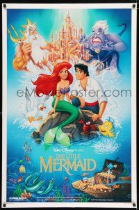 3h446 LITTLE MERMAID DS 1sh '89 great Morrison art of Ariel & cast, Disney underwater cartoon!