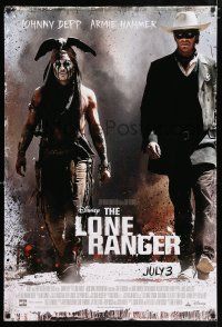 3h456 LONE RANGER advance DS 1sh '13 Disney, Johnny Depp, Armie Hammer in the title role!