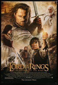 3h459 LORD OF THE RINGS: THE RETURN OF THE KING advance DS 1sh '03 Jackson, cool cast montage!