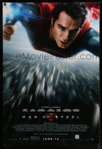 3h480 MAN OF STEEL advance DS 1sh '13 Henry Cavill in the title role as Superman flying!