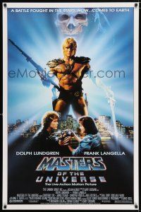 3h487 MASTERS OF THE UNIVERSE 1sh '87 great image of Dolph Lundgren as He-Man!