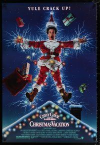 3h523 NATIONAL LAMPOON'S CHRISTMAS VACATION DS 1sh '89 Consani art of Chevy Chase, yule crack up!