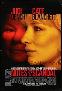 3h546 NOTES ON A SCANDAL advance DS 1sh '06 cool close up images of Judi Dench, Cate Blanchett!