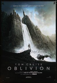 3h549 OBLIVION teaser DS 1sh '13 Morgan Freeman, image of Tom Cruise & waterfall in city!