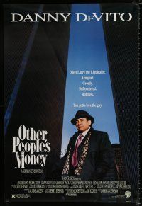 3h559 OTHER PEOPLE'S MONEY 1sh '91 Danny DeVito, Gregory Peck, Penelope Ann Miller