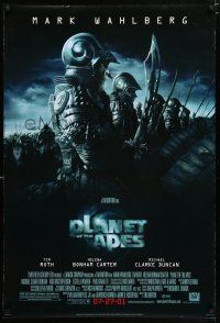 3h587 PLANET OF THE APES style C advance DS 1sh '01 Tim Burton, great image of huge ape army!