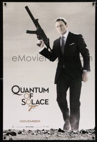 3h609 QUANTUM OF SOLACE teaser 1sh '08 Daniel Craig as Bond with silenced H&K submachine gun!