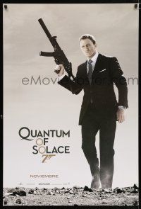 3h608 QUANTUM OF SOLACE Spanish/U.S. teaser DS 1sh '08 Daniel Craig as Bond with H&K submachine gun!