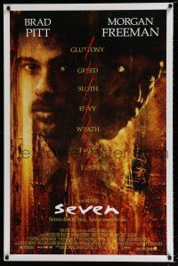 3h660 SEVEN 1sh '95 David Fincher, Morgan Freeman, Brad Pitt, deadly sins!