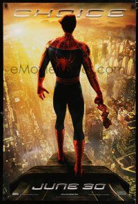 3h707 SPIDER-MAN 2 teaser DS 1sh '04 cool image of Tobey Maguire as superhero, choice!