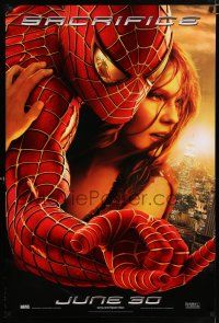 3h706 SPIDER-MAN 2 teaser DS 1sh '04 cool image of Tobey Maguire & Kirsten Dunst, sacrifice!