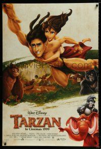3h755 TARZAN advance DS 1sh '99 Walt Disney, Edgar Rice Burroughs story, art of Tarzan & Jane!