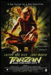3h754 TARZAN & THE LOST CITY advance DS 1sh '98 cool image of Casper Van Dien as Tarzan!